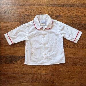 NWOT Florence Eiseman Classic White Kids Shirt with Red Trim 6M